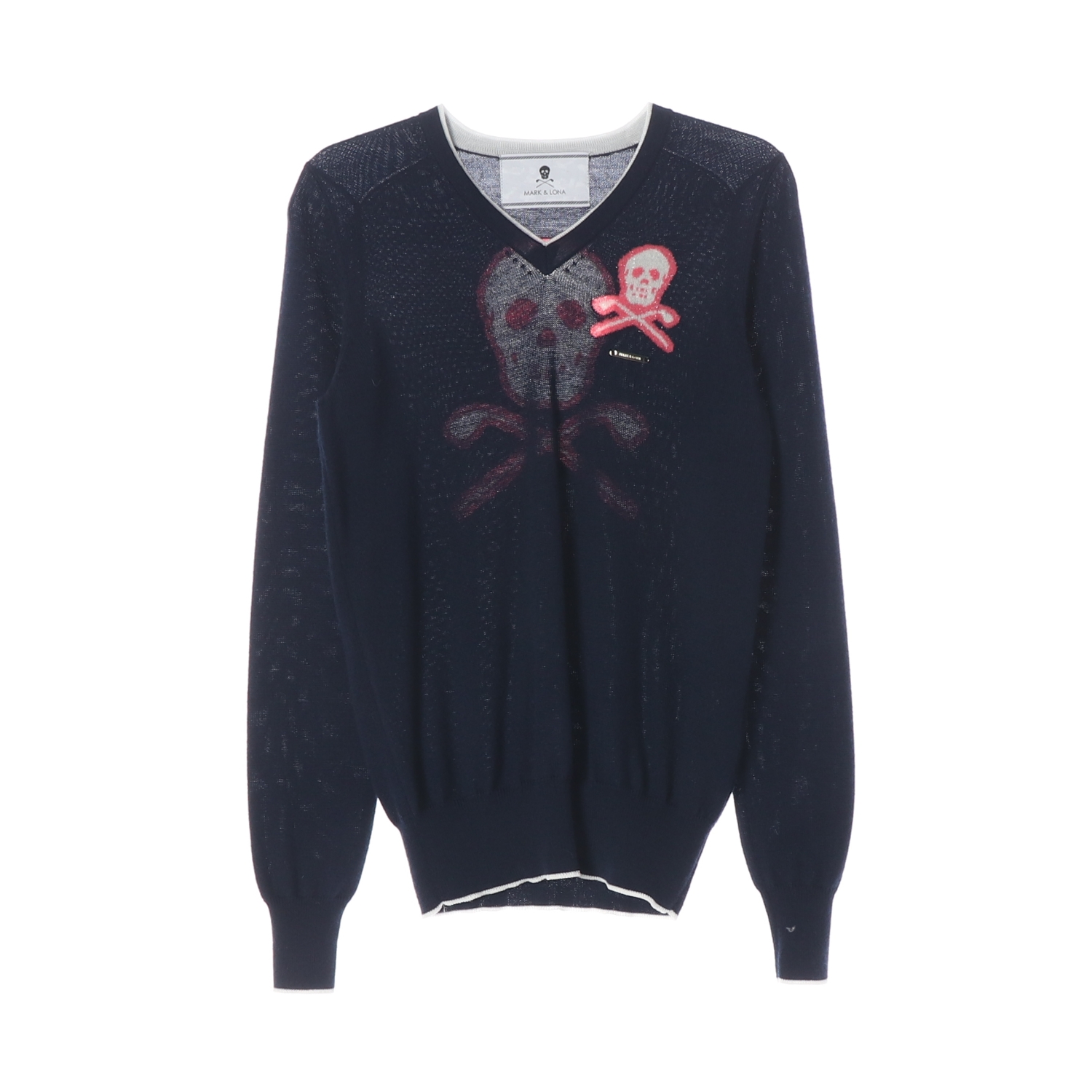 마크앤로나 스컬 로고 울 블렌드 골프 니트 스웨터