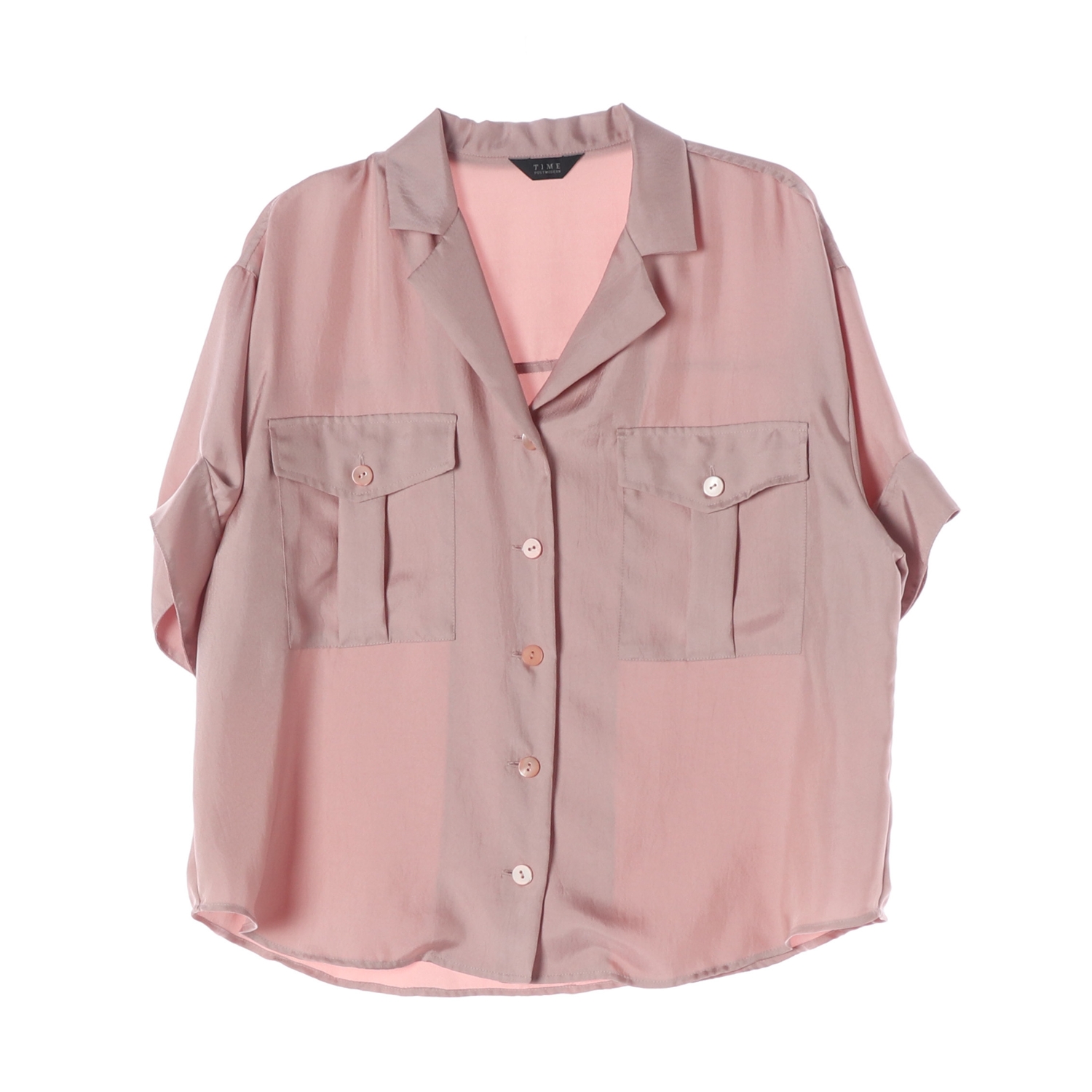타임 더블 포켓 반팔 셔츠 블라우스