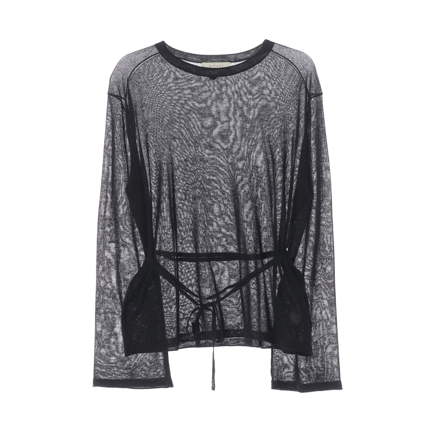 시야쥬 스트랩 크루넥 긴팔 티셔츠 탑 블랙