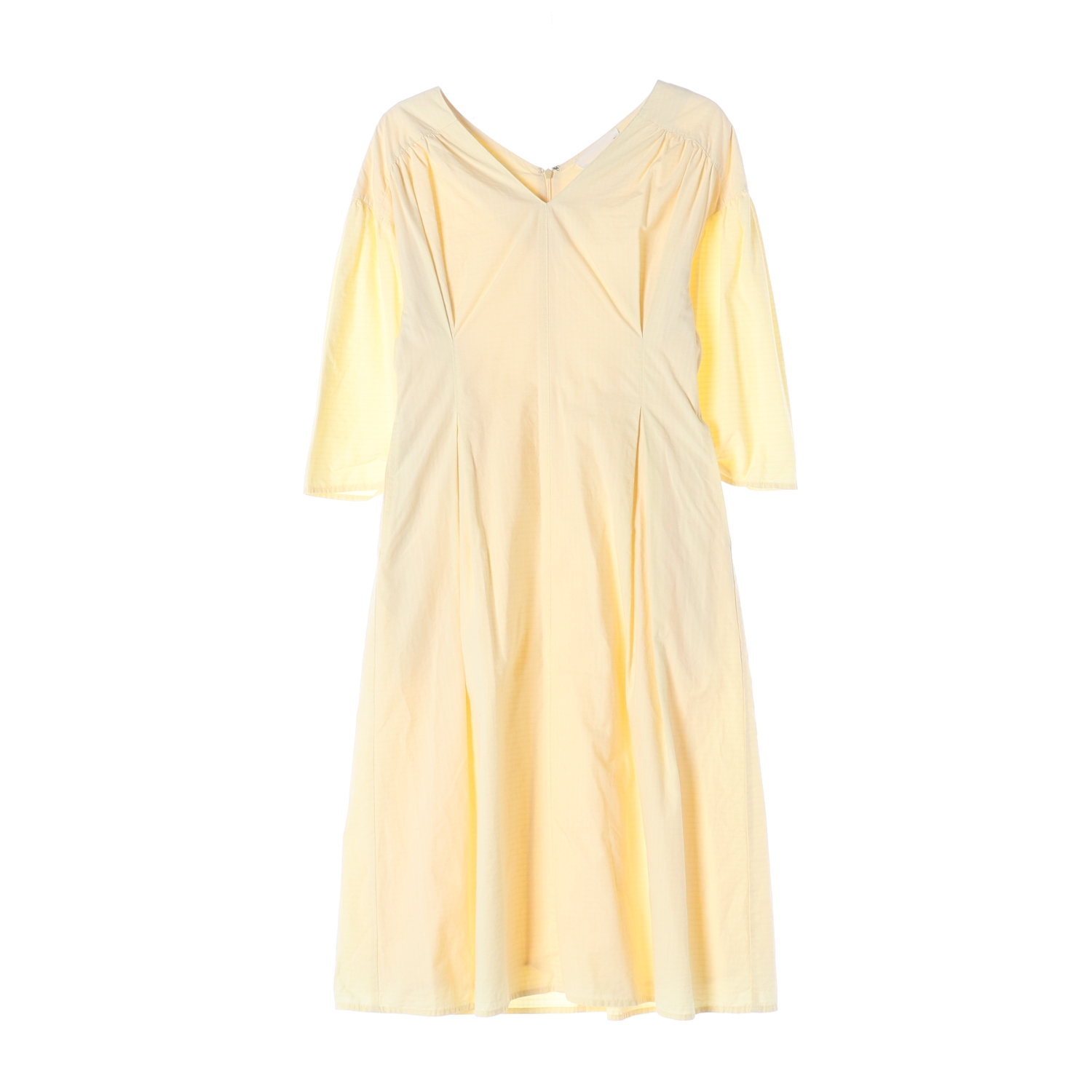 분더캄머 코튼 퍼프 소매 브이넥 원피스 라이트옐로우 