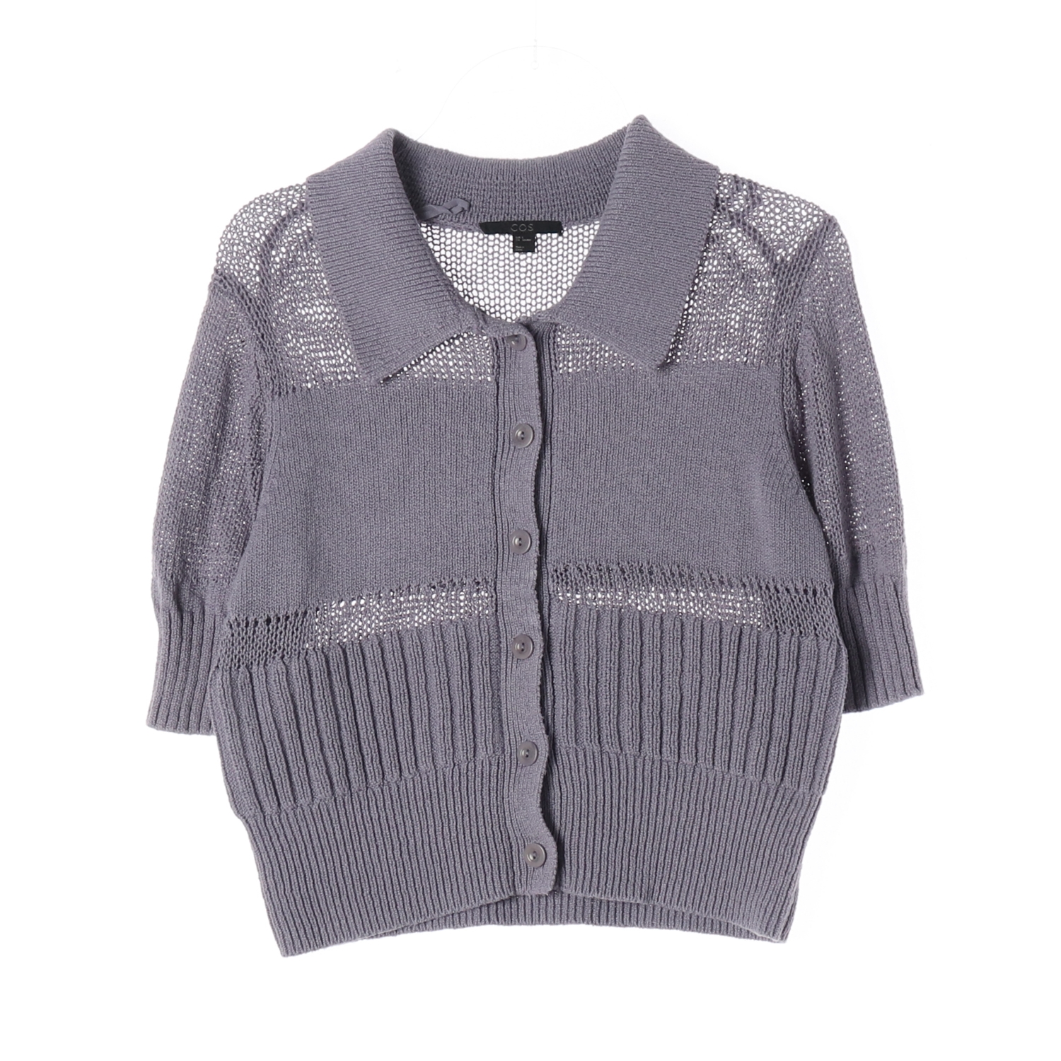 코스 코튼 반팔 카라 니트 가디건