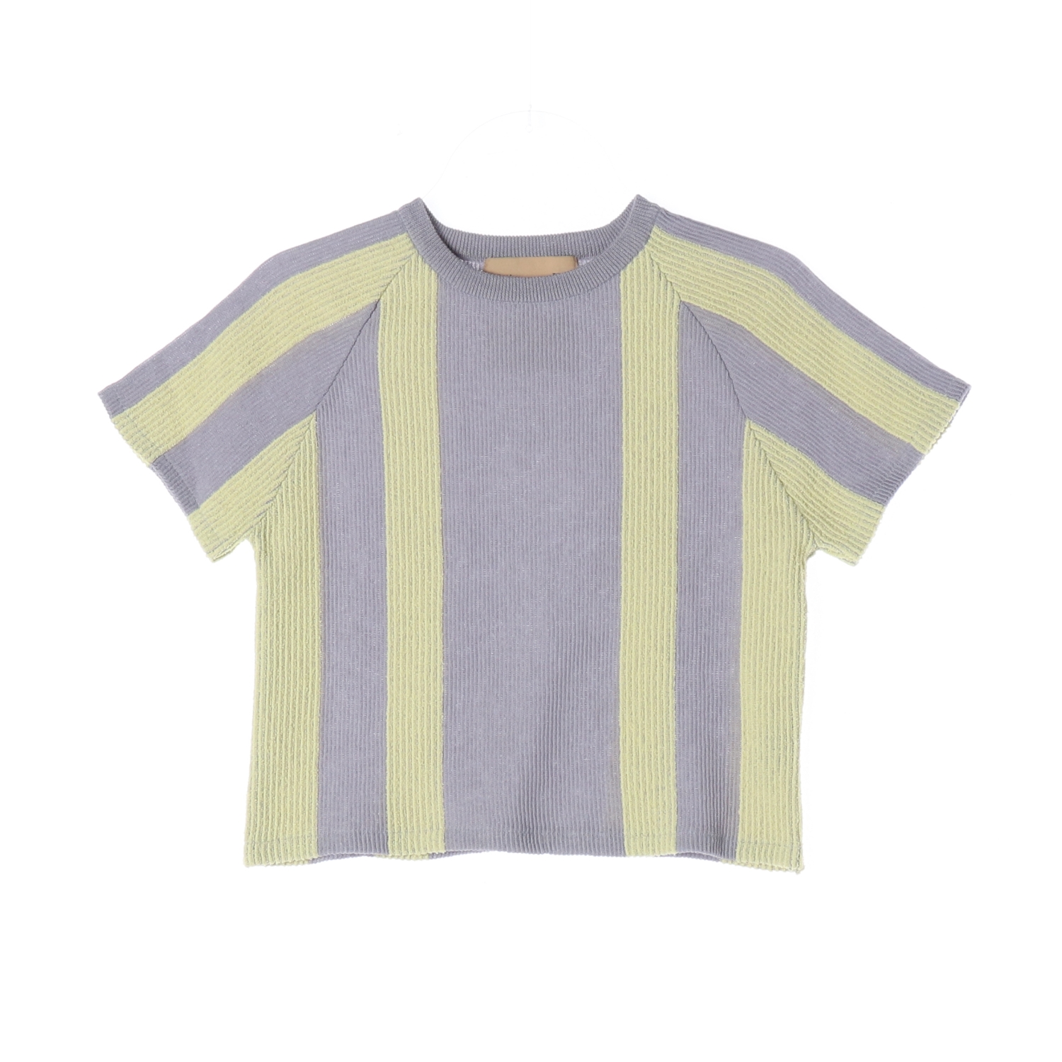 마뗑킴 22SS 린넨 컬러블록 반팔 니트 티셔츠