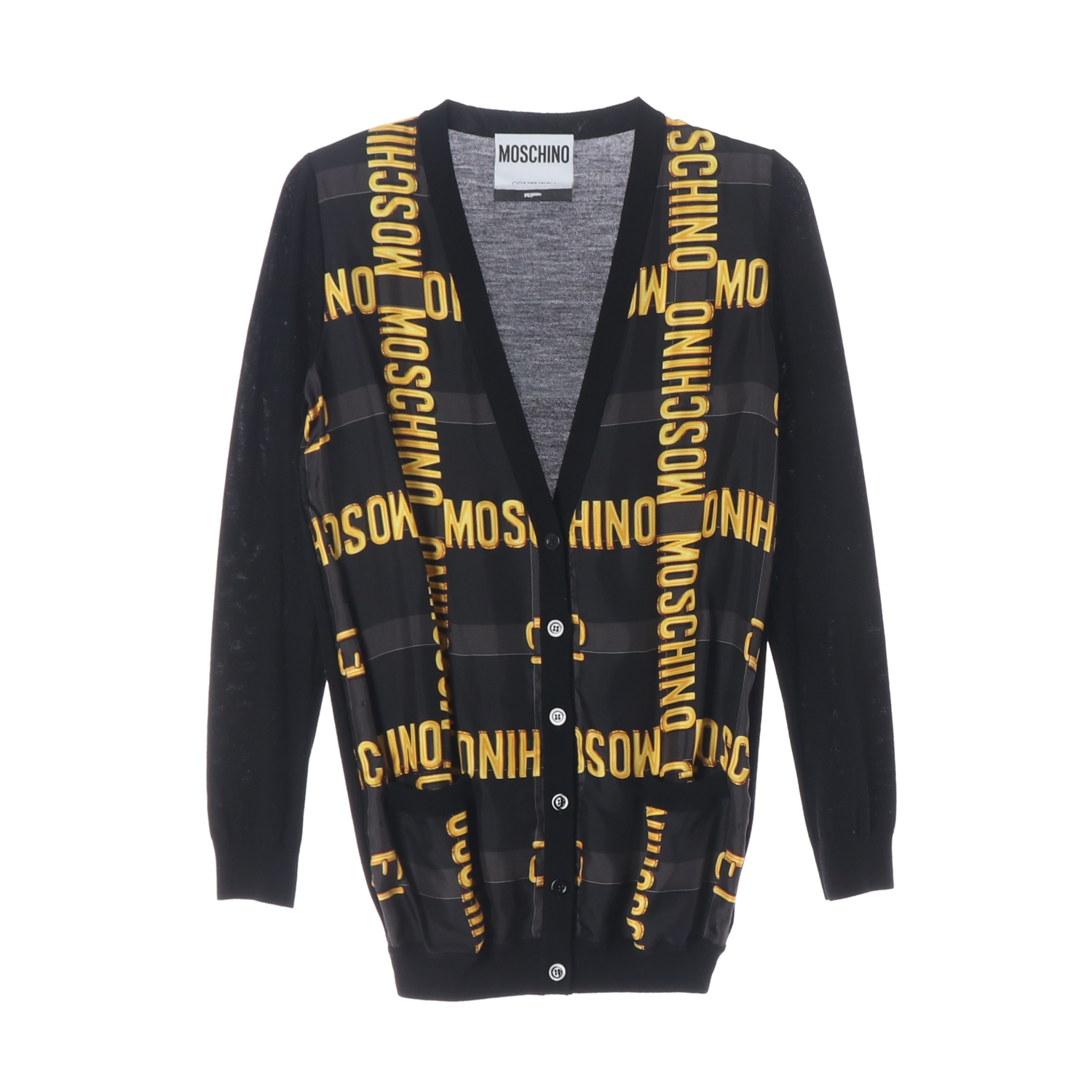 모스키노 울 실크 스펠링 패턴 가디건 