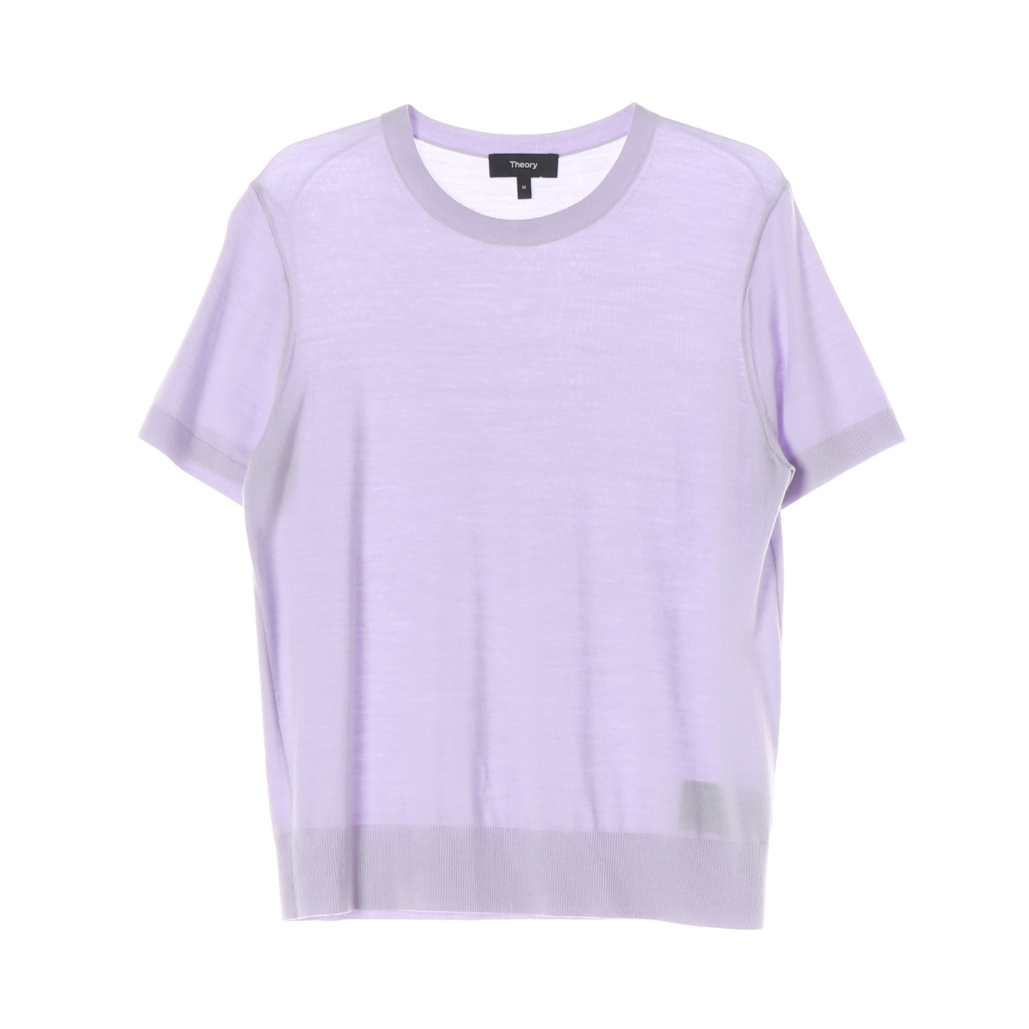 띠어리 베이직 울 레귤러핏 반팔 니트 라벤더