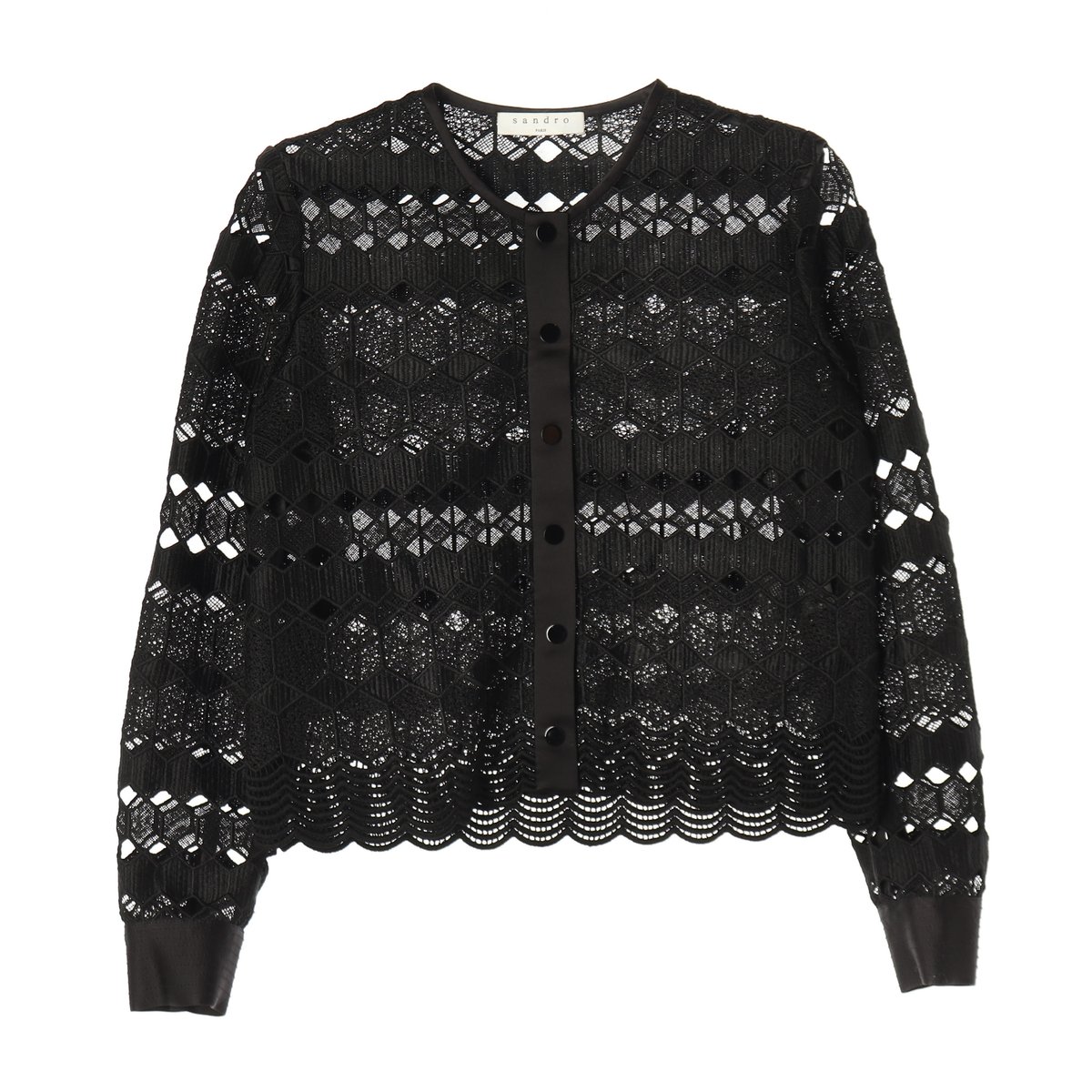 산드로 레이스 아일렛 가디건 재킷 